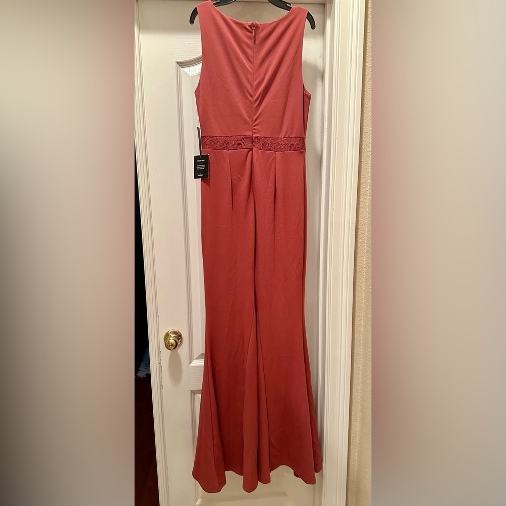 Lulus long brown/peach dress.